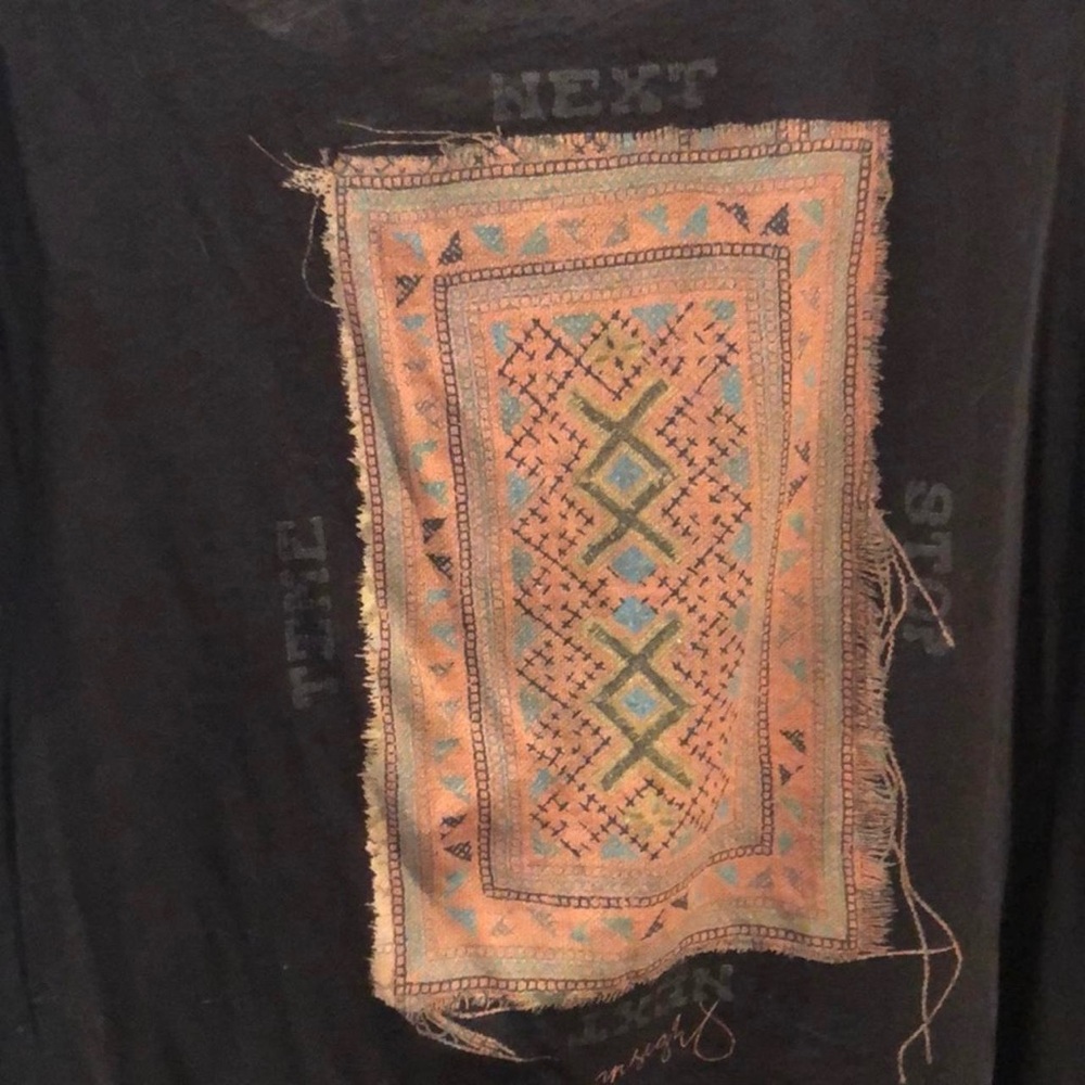 Insight x PACSUN Washed Black Abstract Tribal Print Open Back Crop Top — Size 4 - Picture 3 of 6